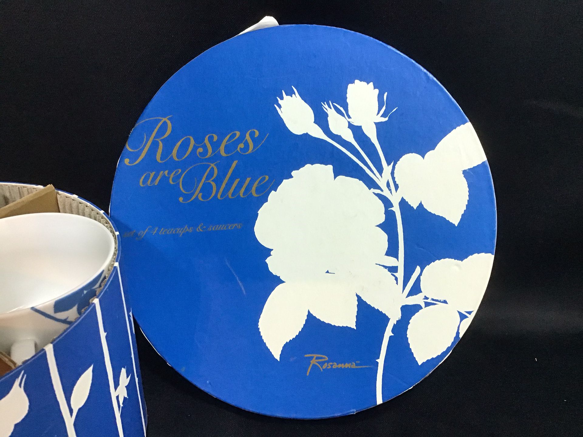 Rosanna Roses are Blue set of 4 tea cups and saucers