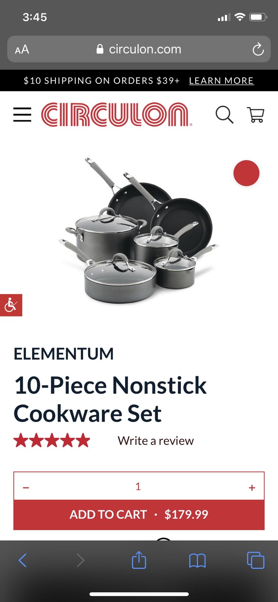 Circulon 10 piece cookware set