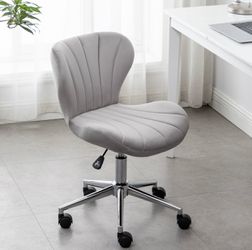 Grey velvet desk chair vanity chair silver office makeup task chair vanity silver chair Thumbnail
