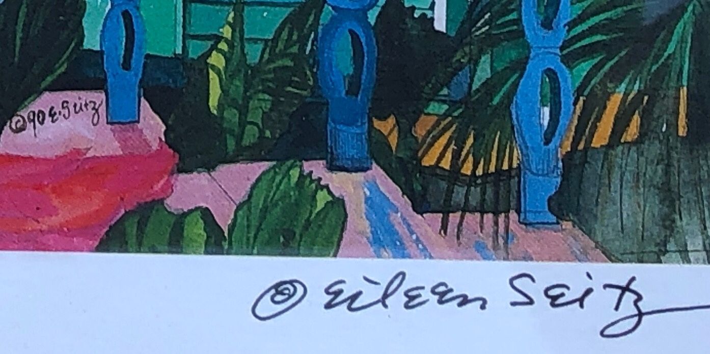 Vintage, Signed, Framed, Eileen Seitz Giclee Tropical Print
