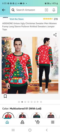 AIDEAONE Unisex Ugly Christmas Sweater Men Women Funny Long Sleeve Pullover Knitted Sweaters Jumper Tops 