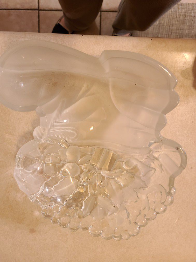 Frosted Glass Stocking Candy Dish