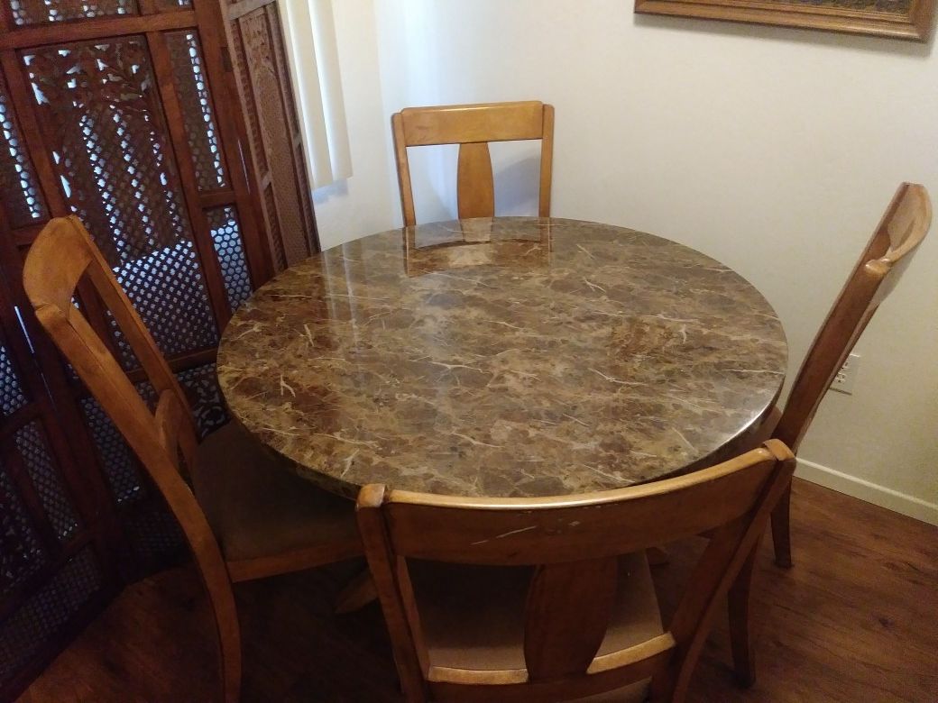 Wood dining room table set 4 wood chairs