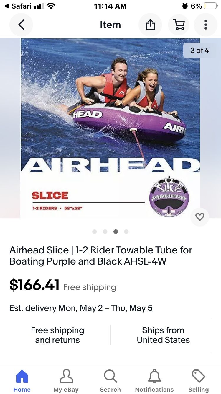Airhead Slice Tube For 2 Person, Great Condition 1y Old