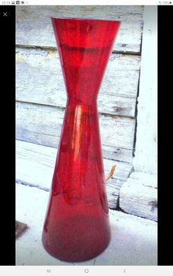Mid century modern poss. MORGANTOWN ruby red art glass vase 10-14" H Thumbnail
