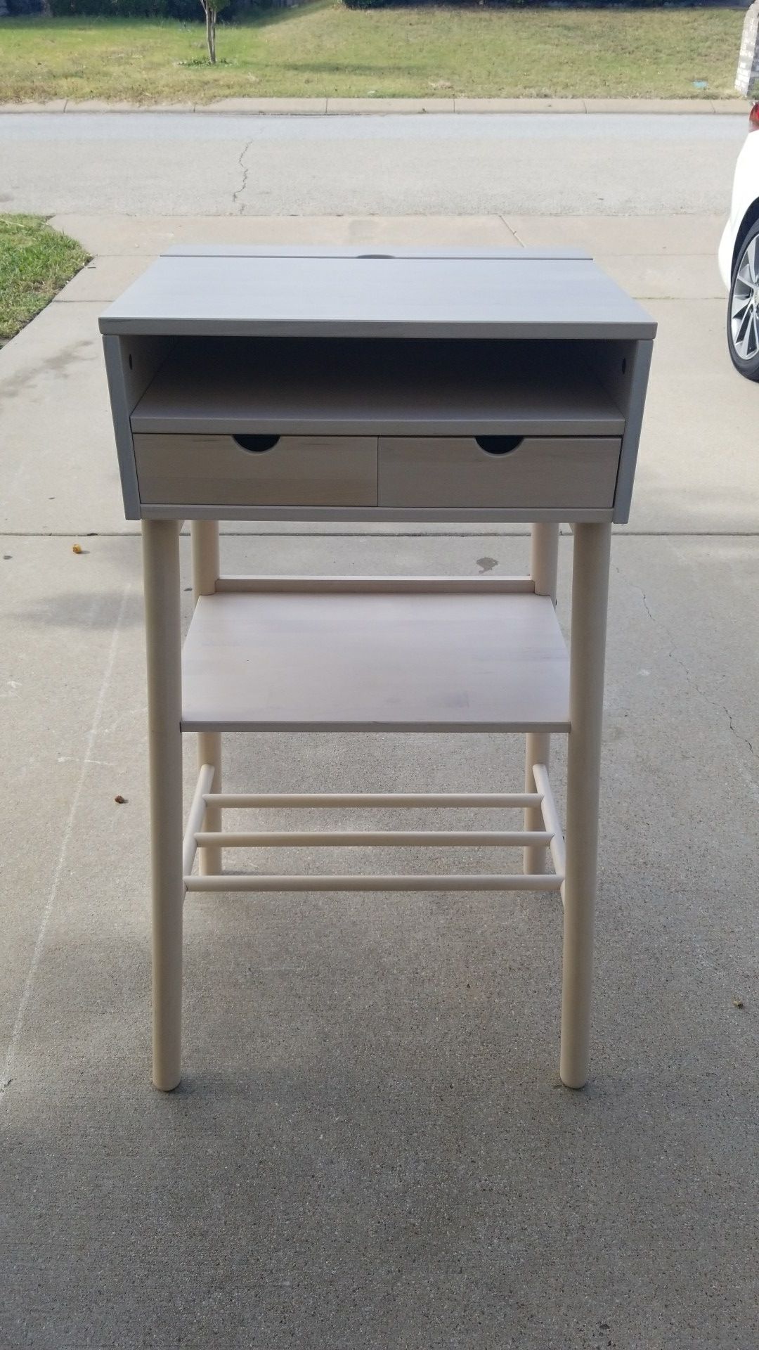 Wood Bar Height Mail Organizer or Minimalist Desk. Ikea Knotten Desk