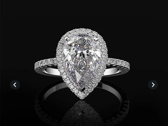 Luxury water Drop Moiessanite Diamond 925 Sterling Silver Pear Style Wadding Engagement Ring Size 8 Thumbnail
