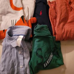 Lot of 5 Long Sleeve T-shirts From Designers RALPH lauren Polo,NEXT, 2  carters shirts and a button down H&M  Shirt Thumbnail