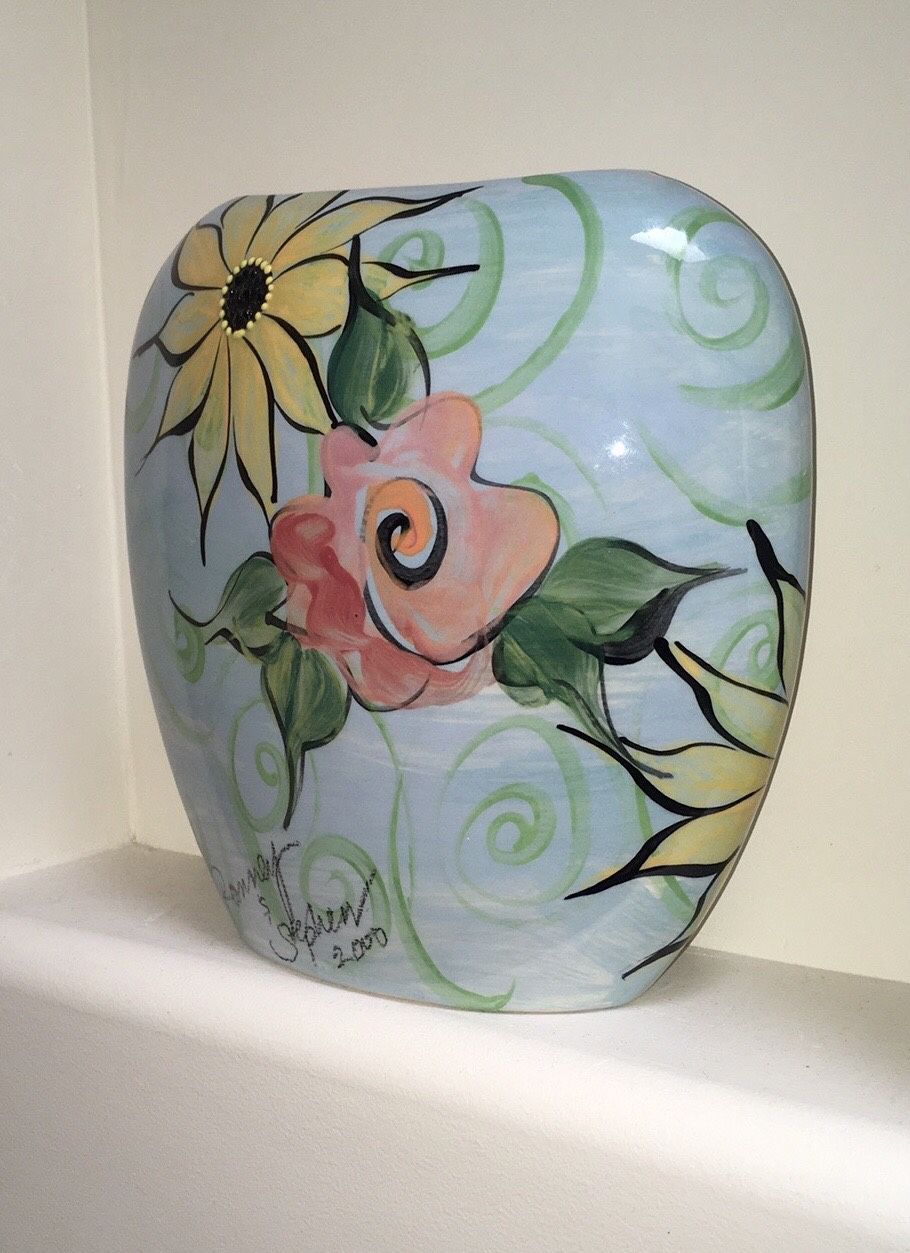 Hand Painted Ceramic Vase By Alaskan Artists