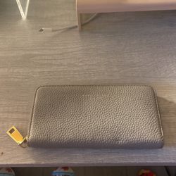 Brand New Marc Jacobs Gray Leather Zip Around Wallet  Thumbnail