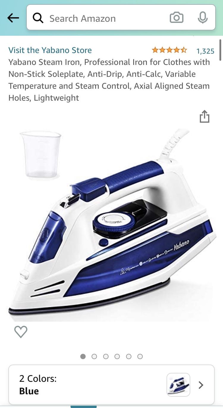 Yabano Steam Iron, Professional Iron for Clothes with Non-Stick Soleplate, Anti-Drip, Anti-Calc, Variable Temperature and Steam Control, Axial Aligned