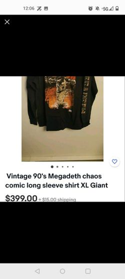 Vintage 90's 1993 Giant Megadeath Band Chaos Comic Longsleeve Shirt - Adult Men's Size XL Thumbnail