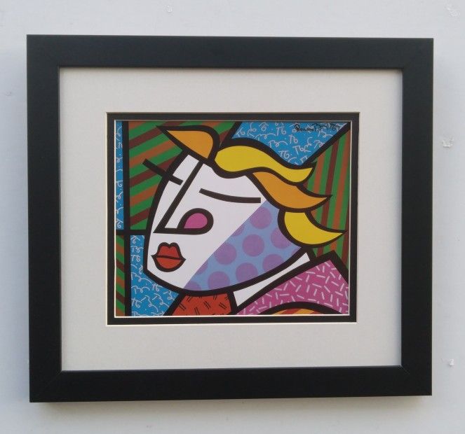Romero Britto Monica Pop Art Signed Framed
