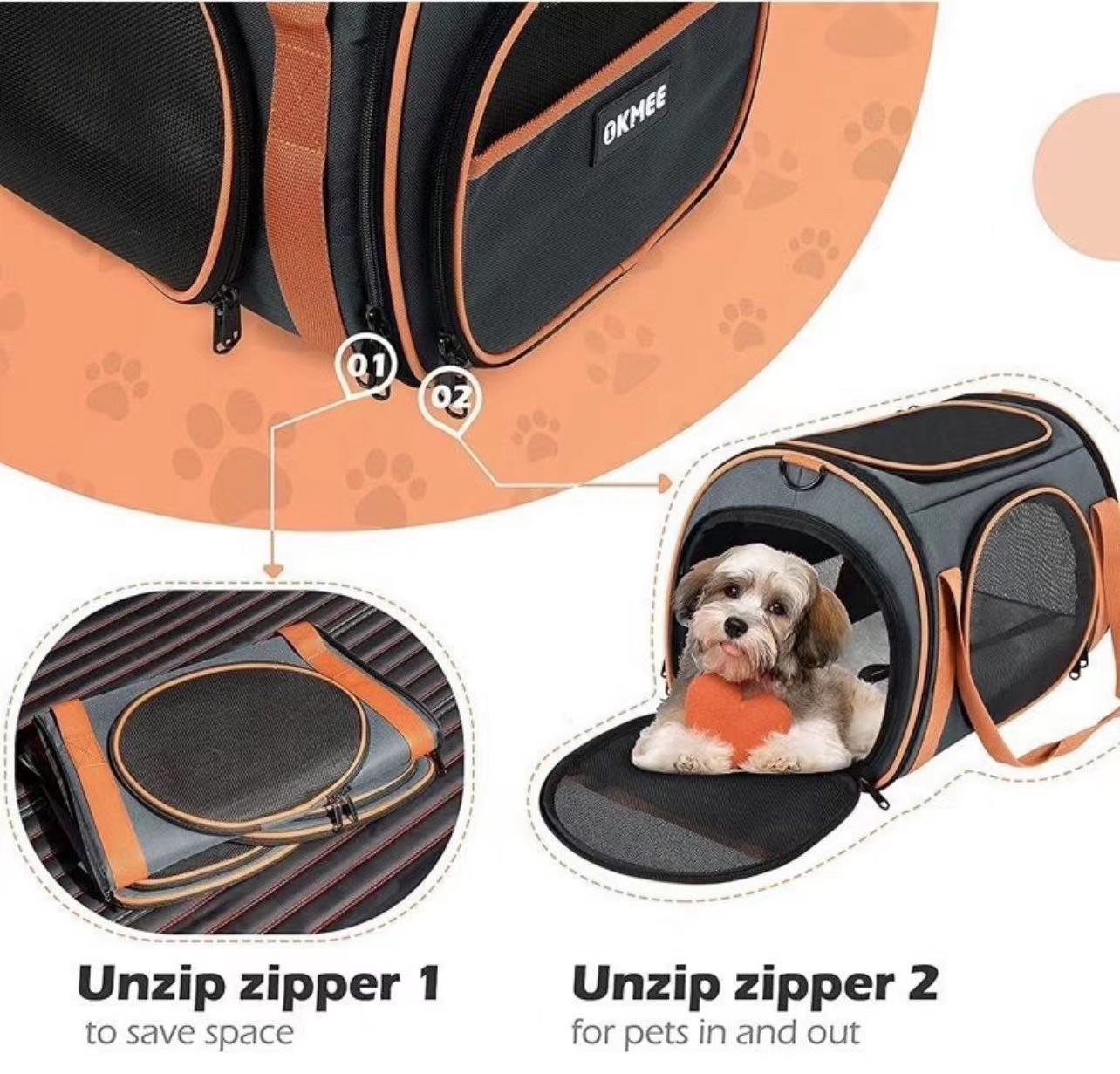 OKMEE Portable Pet Carrier Bag, with Ventilation for Small Medium Cats Dogs Puppies with 5 Mesh Windows 4 Open Doors