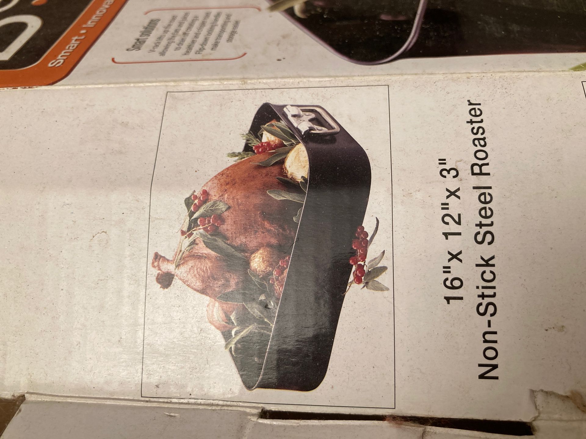 BE carbon steel roasting pan w Turkey lifters and vaster/lacing set