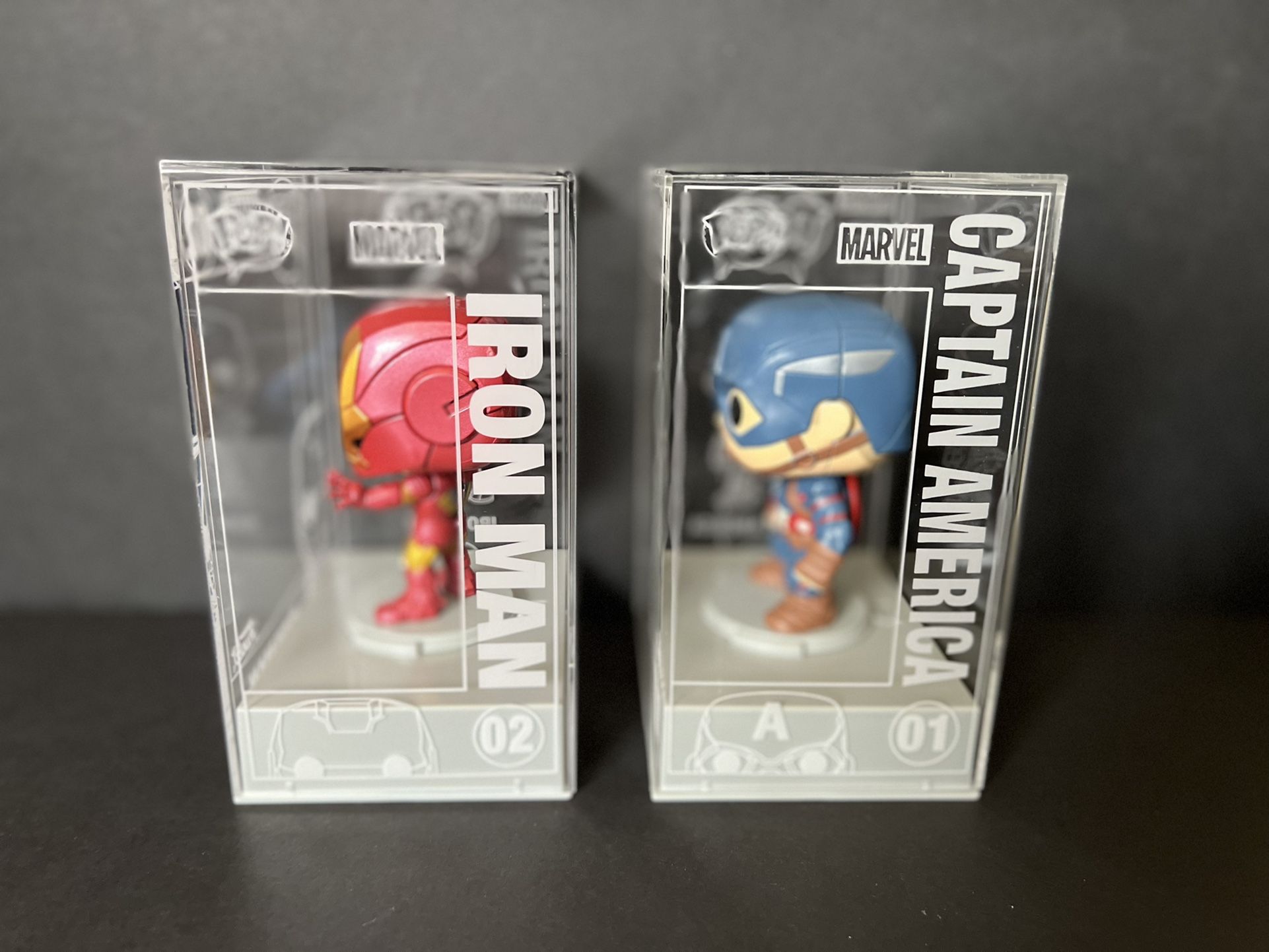 Funko Pop! Captain America Die-Cast #01 Funkon Exclusive & Iron Man Die-Cast #02