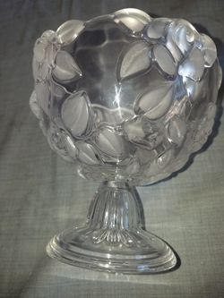 Small Crystal candy/ nut dish raised rose and leaf design 5 1/4" diameter X 5" tall A127Z593 Thumbnail