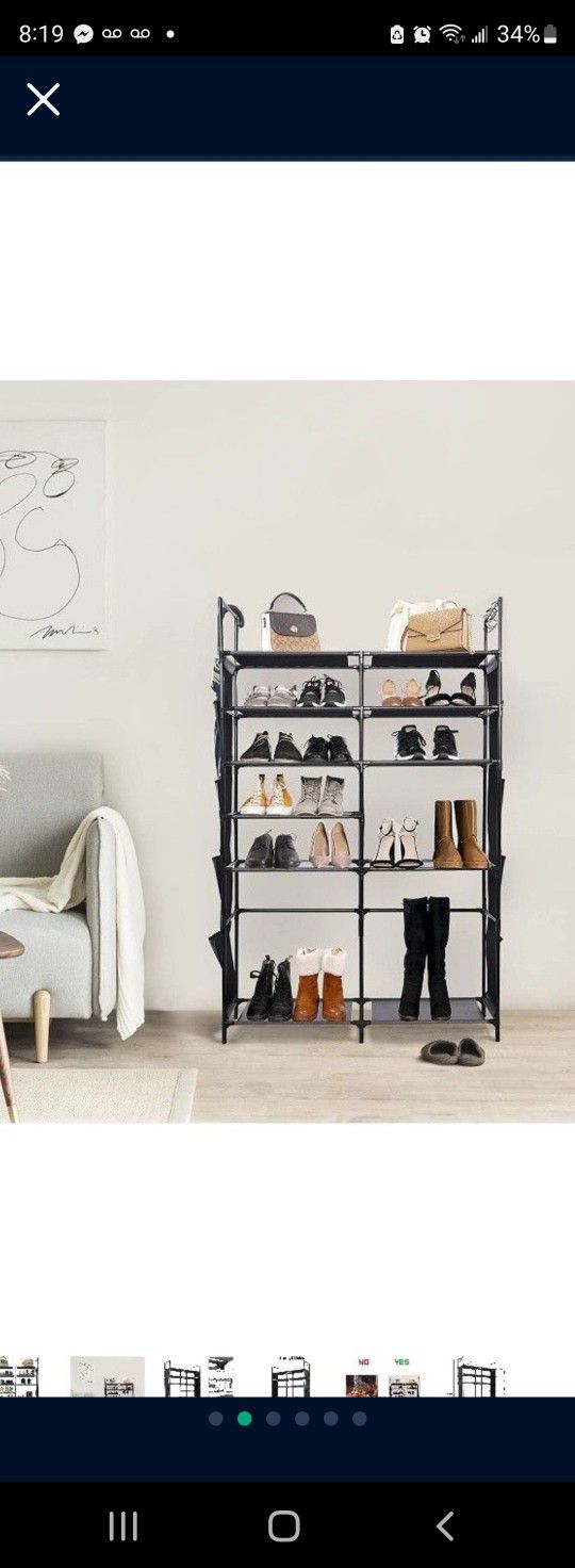 Shoe Rack Storage Organizer 11 Tiers Tall Boot Shelf Non-Woven Fabric Shoes Holder Racks Shelves for Closet Entryway Bedroom 24 28 Pairs Black