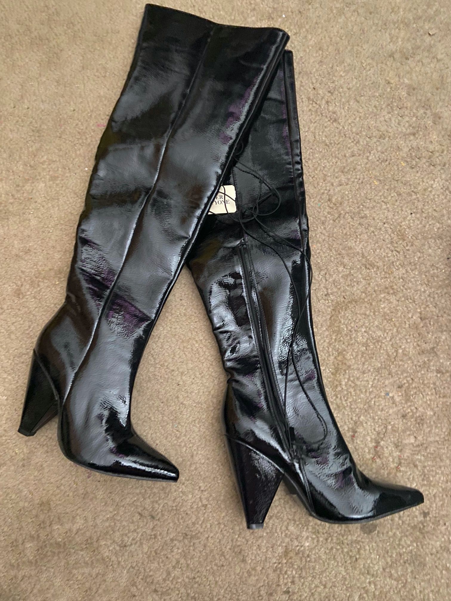 NEW!! FOREVER 21 Leather Thigh- High Boots Size: 6
