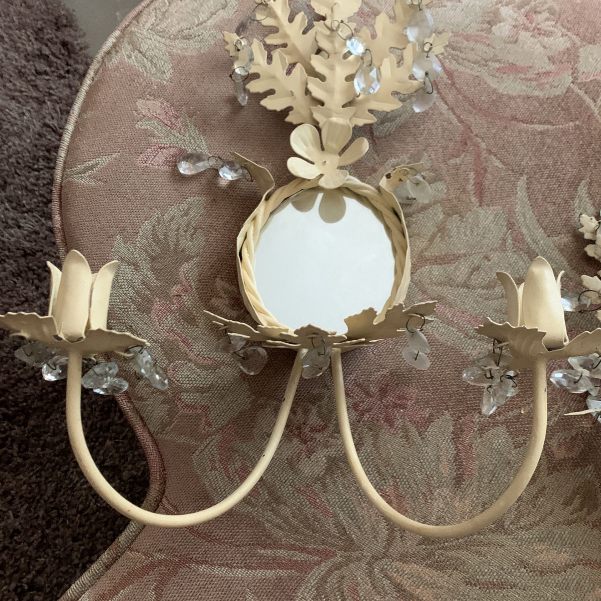Vintage Pair Crystal Wall Sconce Candleabras