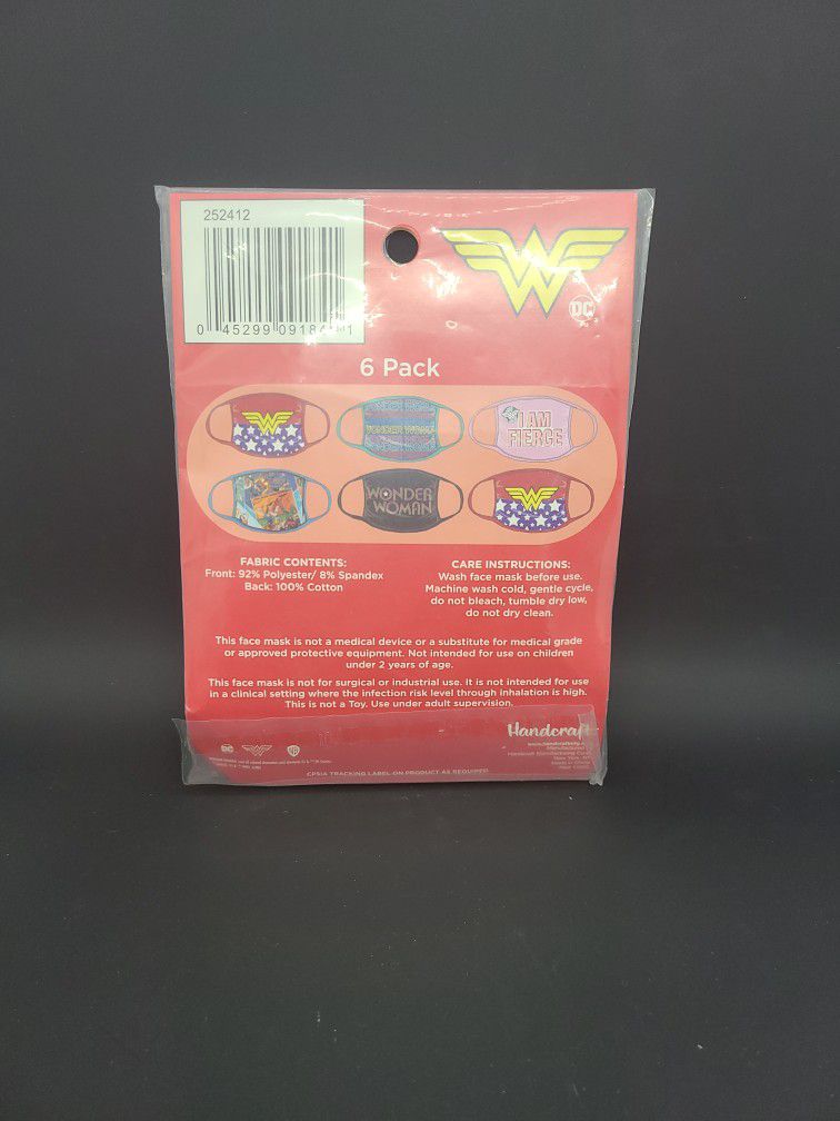 Wonder Women  6pk Washable Children's Face Mask
