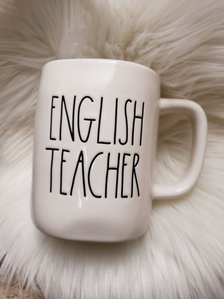Rae Dunn ENGLISH TEACHER Coffee Mug Tea Cup NEW