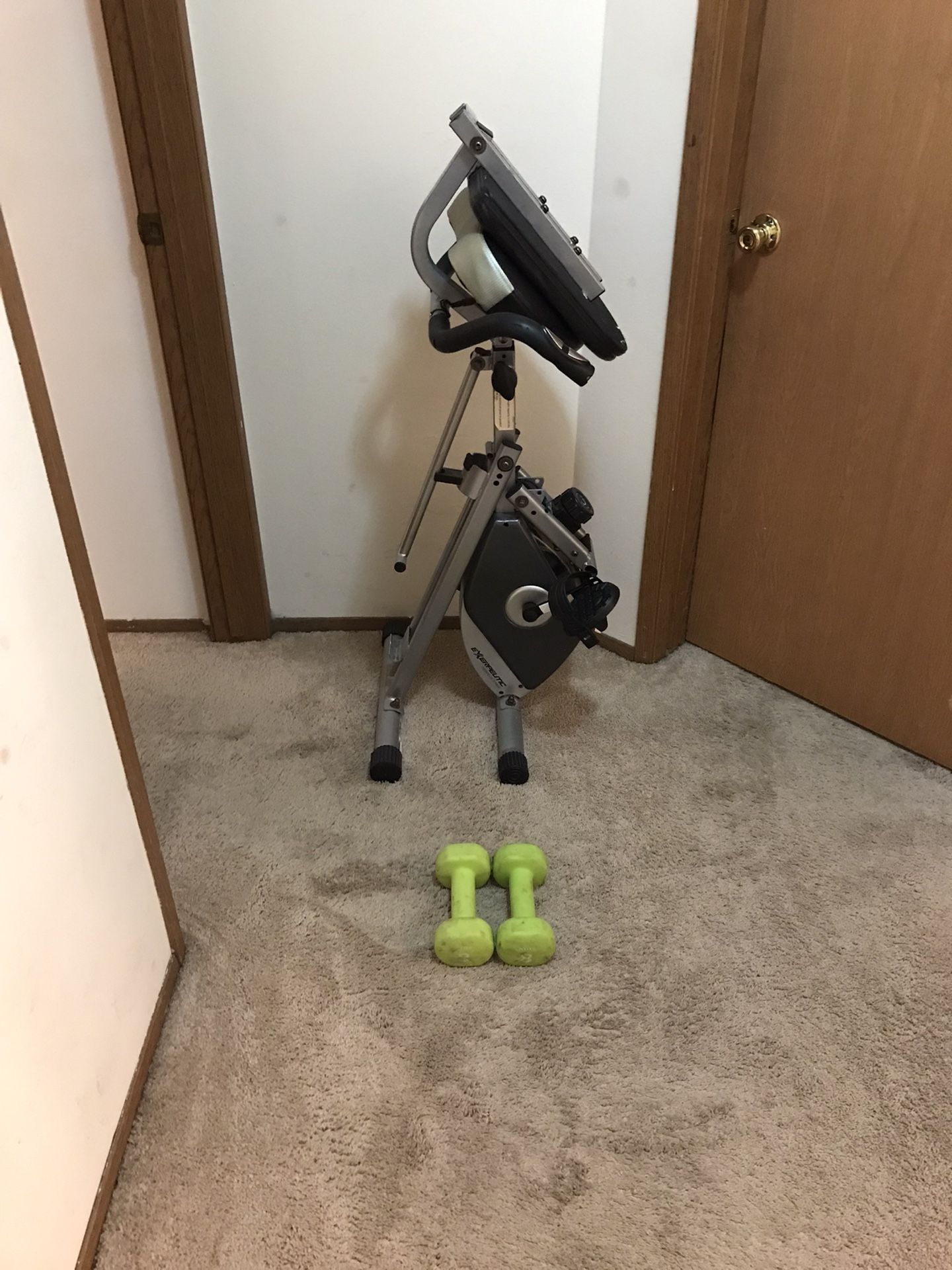 Folding Recumbent Bike + Pair of 8 LB Dumbbells