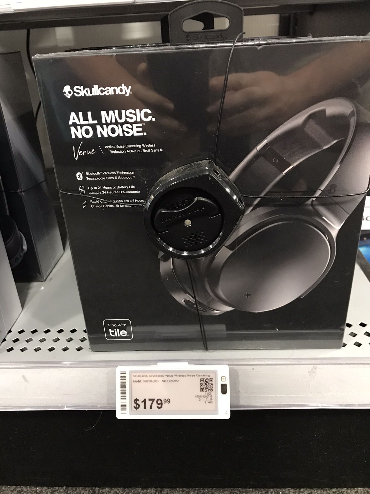 Skullcandy - Venue Wireless Noise Cancelling Over-the-Ear Headphones - Black