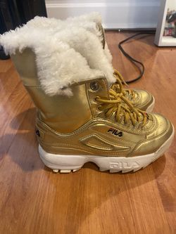 Fila Girls Disruptor Shearling Fur Lined Winter Boots Fold Over Gold Size 2. Used Condition. Make an offer! Thumbnail