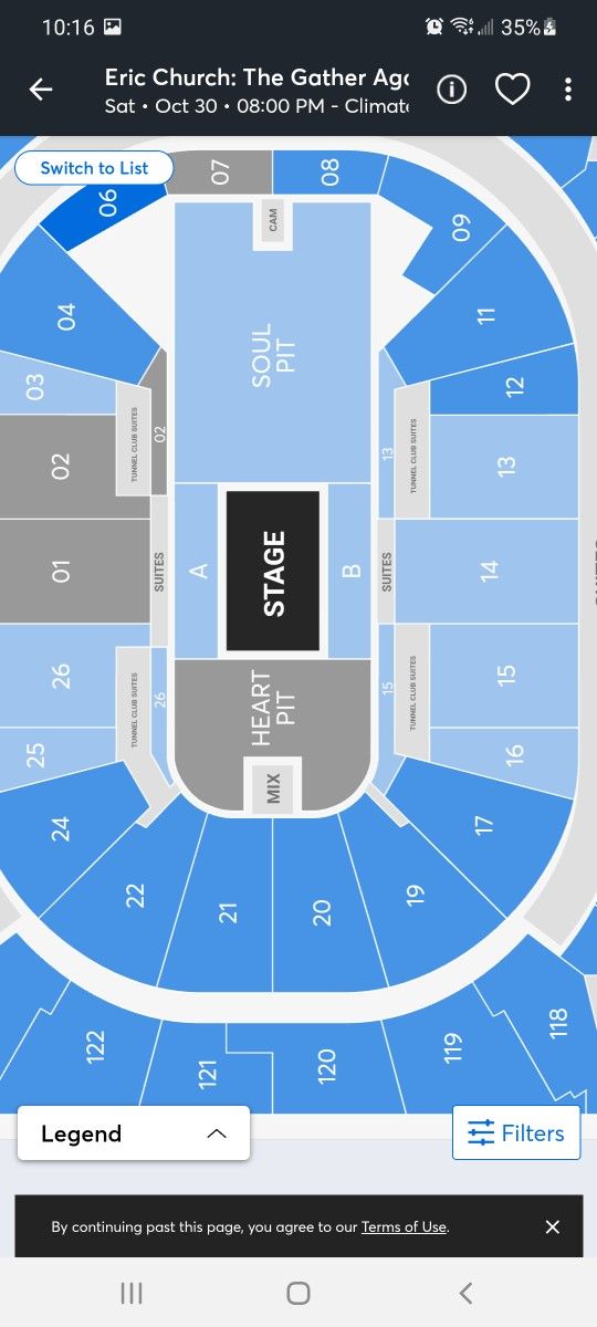 Eric Church Amazing Seats 10/30 Seattle