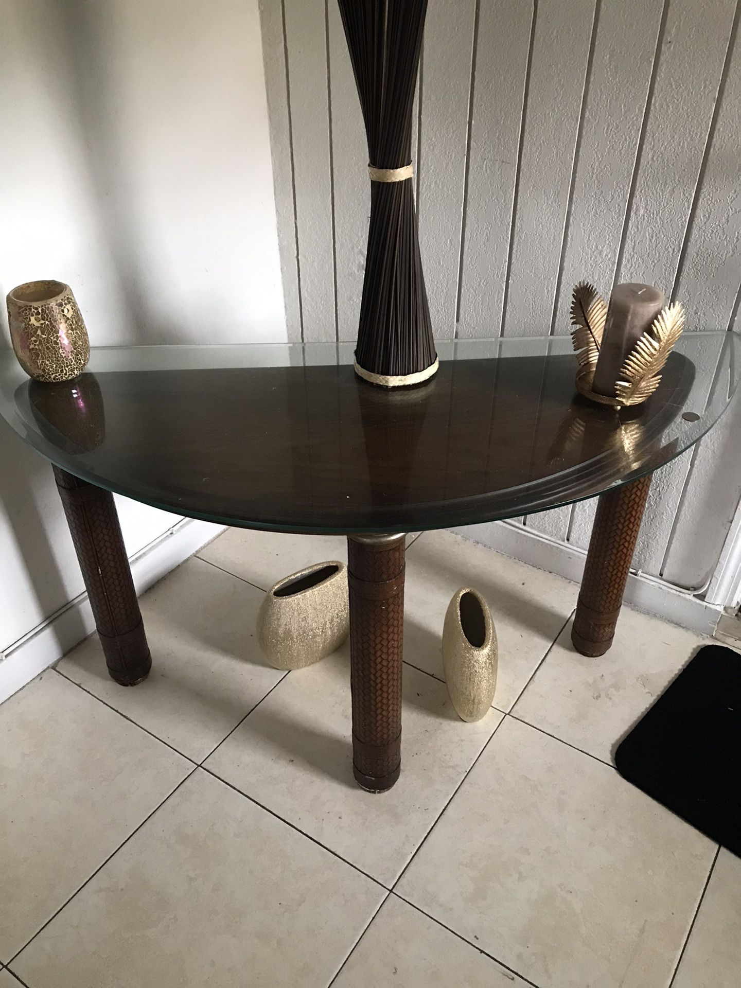 Wooden Table With Glass Top