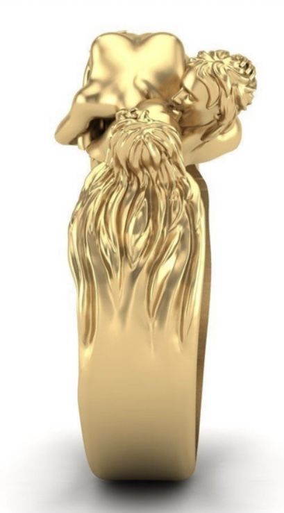 New size 6 ring couple kissing 18 karat gold plated over silver