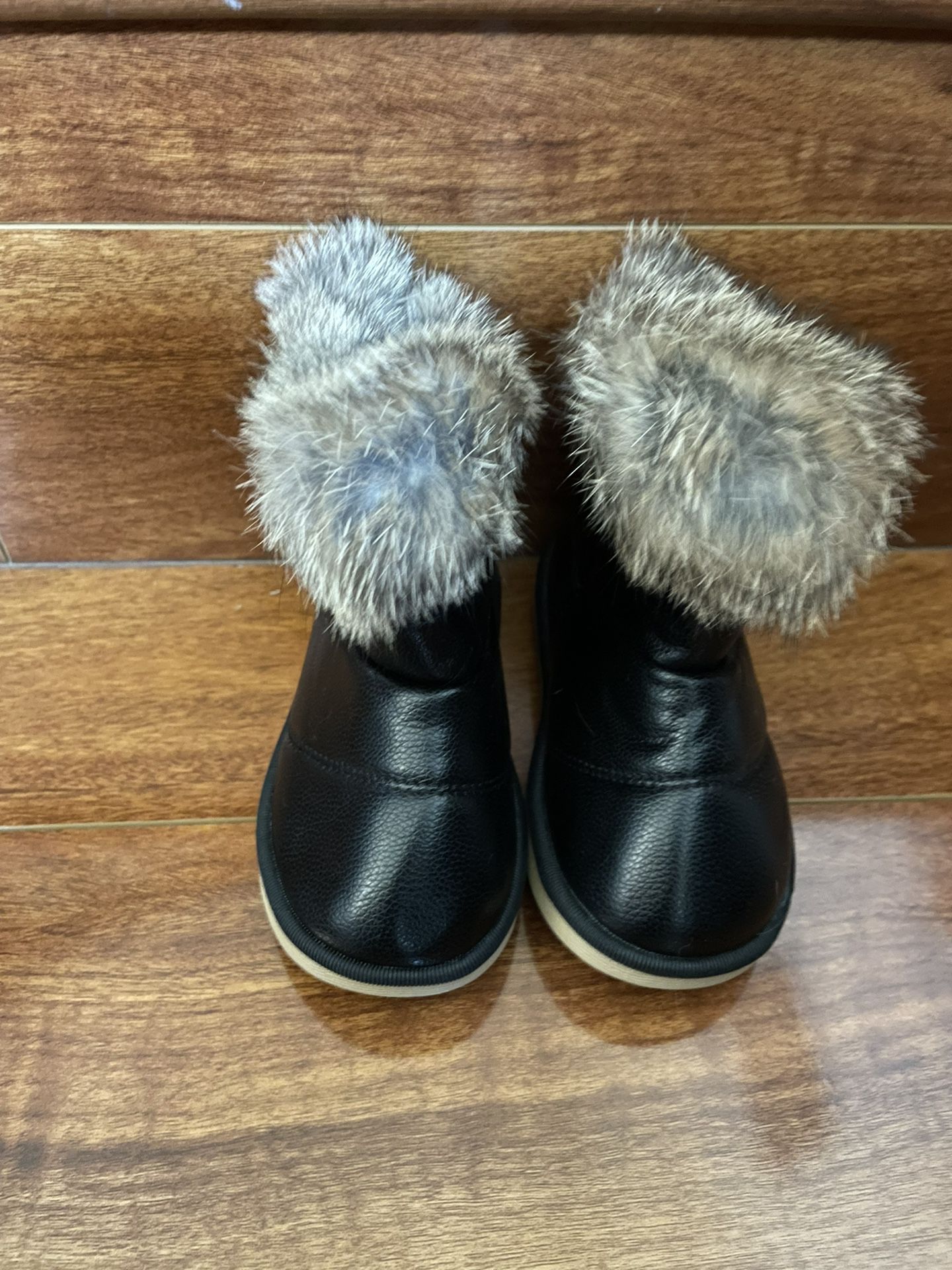Toddler Winter Snow Boots Warm Flat Plush Shoes - Black