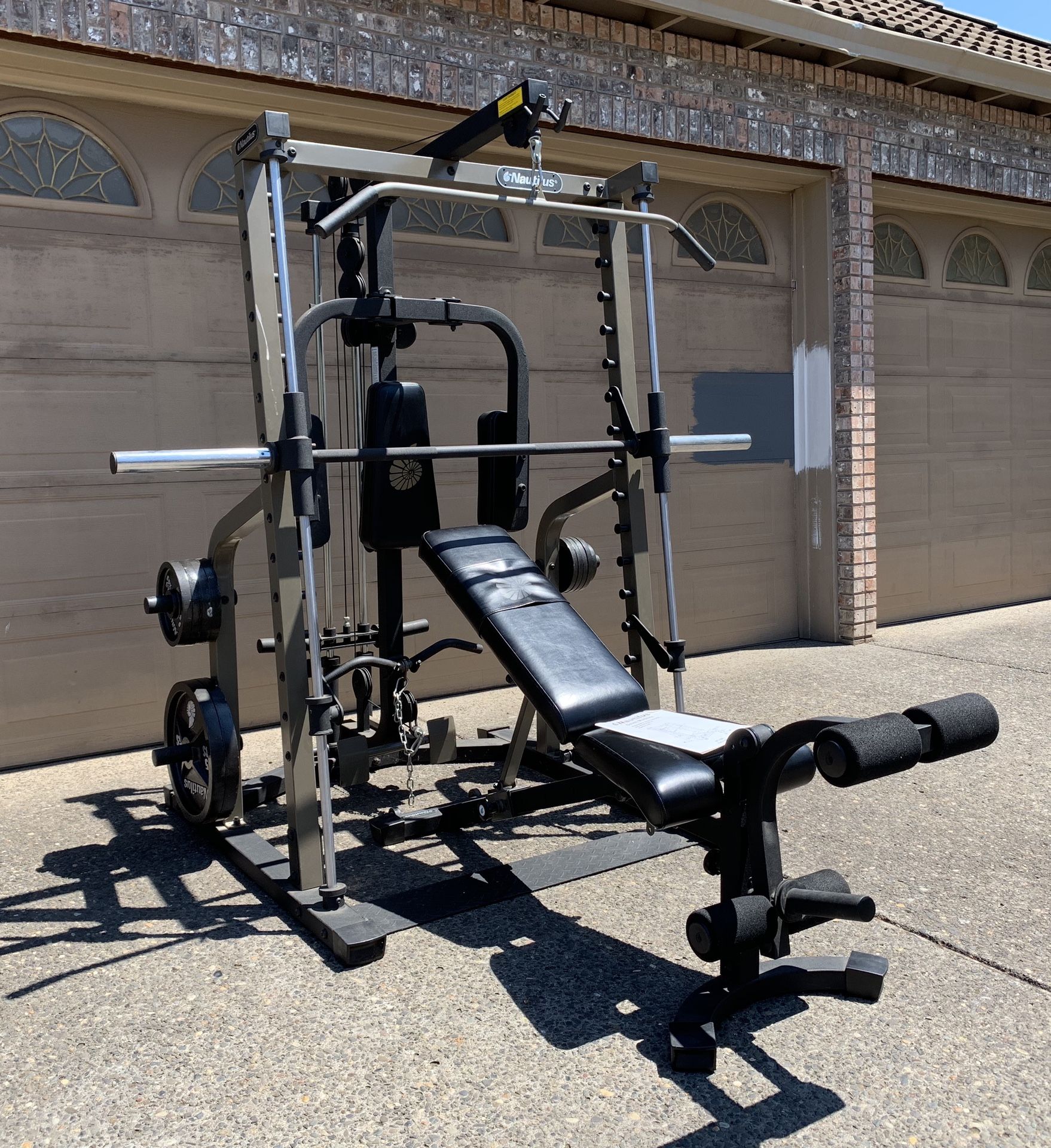 Nautilus Olympic Bench Press Smith Machine Squat Rack Lat Pulldown 250lbs Weights Complete Workout Home Gym For Sale In Clackamas Or Offerup