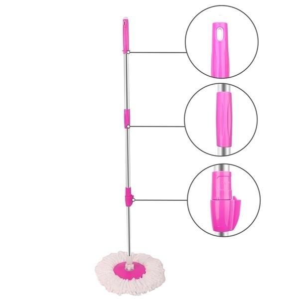 360° Spin Mop with Bucket & Dual Mop Heads Pink