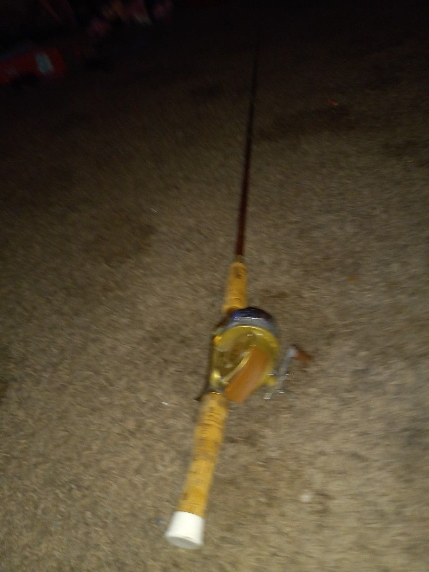 Vintage Brass Fishing Rod And Reel