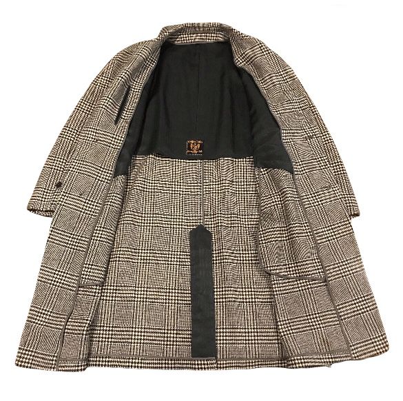 Men's Houndstooth Trench Coat 46 Stratford Clothes Long Winter Dress Jacket