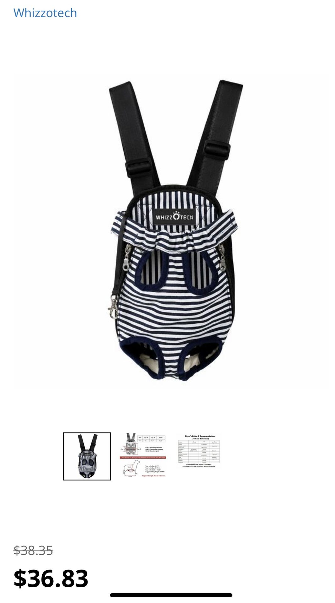 Whizzotech Adjustable Pet Carrier Backpack Pet
