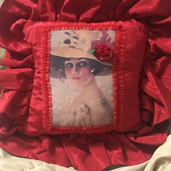 Breathe Taking “Gorgeous “ Victorian Pillow With Beautiful ! Victorian Lady !!! Thumbnail