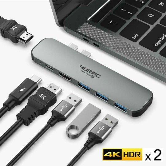 USB C Hub, Supports 4K Dual Monitor Compatible for MacBook Pro 2019/2018/2017/2016, MacBook Air 2018/2019