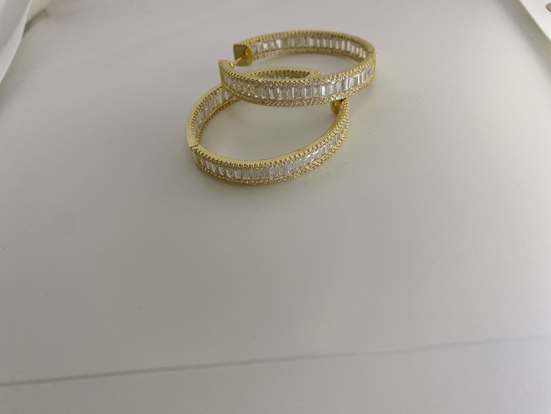 Silver/ Gold Baguette Hoops
