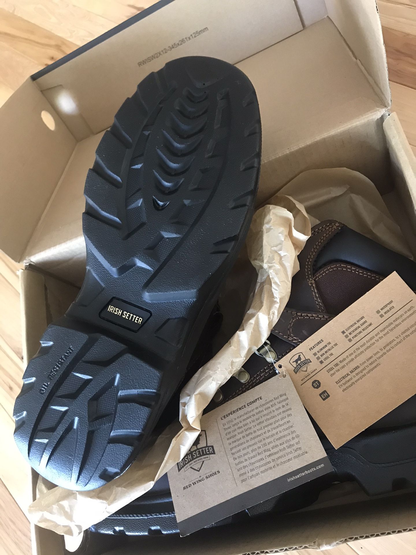 Red Wing Boots(Leather), Irish Setter . Steel Toe Safety Boots !! Size 12 , Brand New in Box !!!!