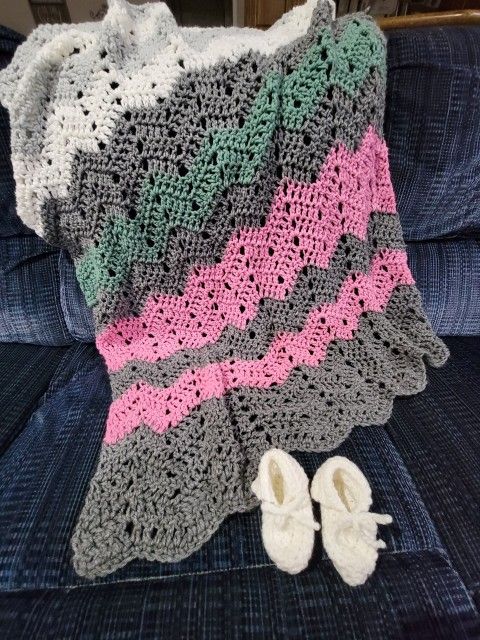 Handmade Baby Blankets For Car Seat Or Stroller. Newborn Little Shoes And Headband