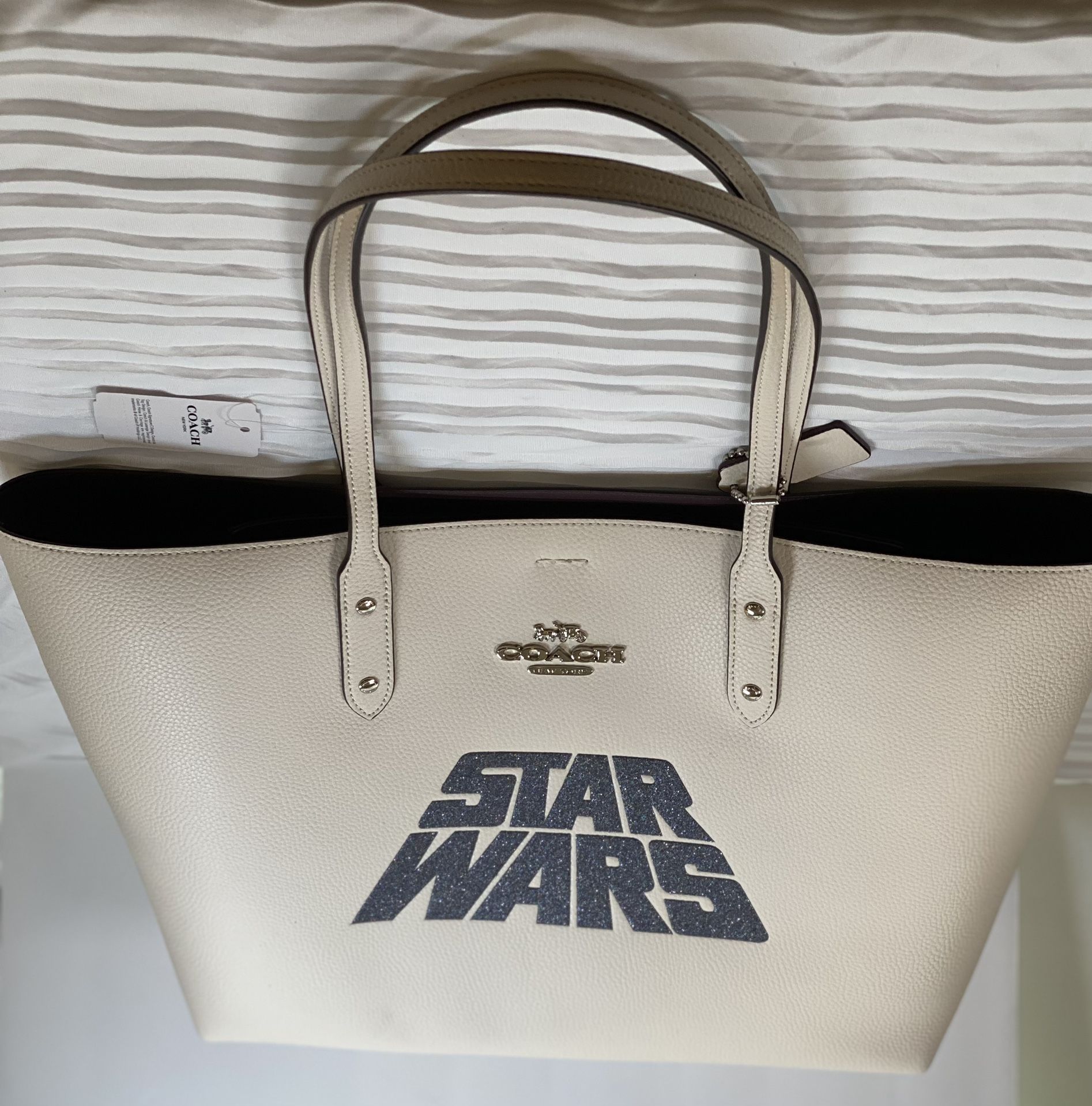 NWT Authentic Coach Collectible Limited Edition Star Wars Large Tote W/ Complimentary Coach Box, Tissue & Bag - MSRP:$428 - $ALE FIRM Price:$175