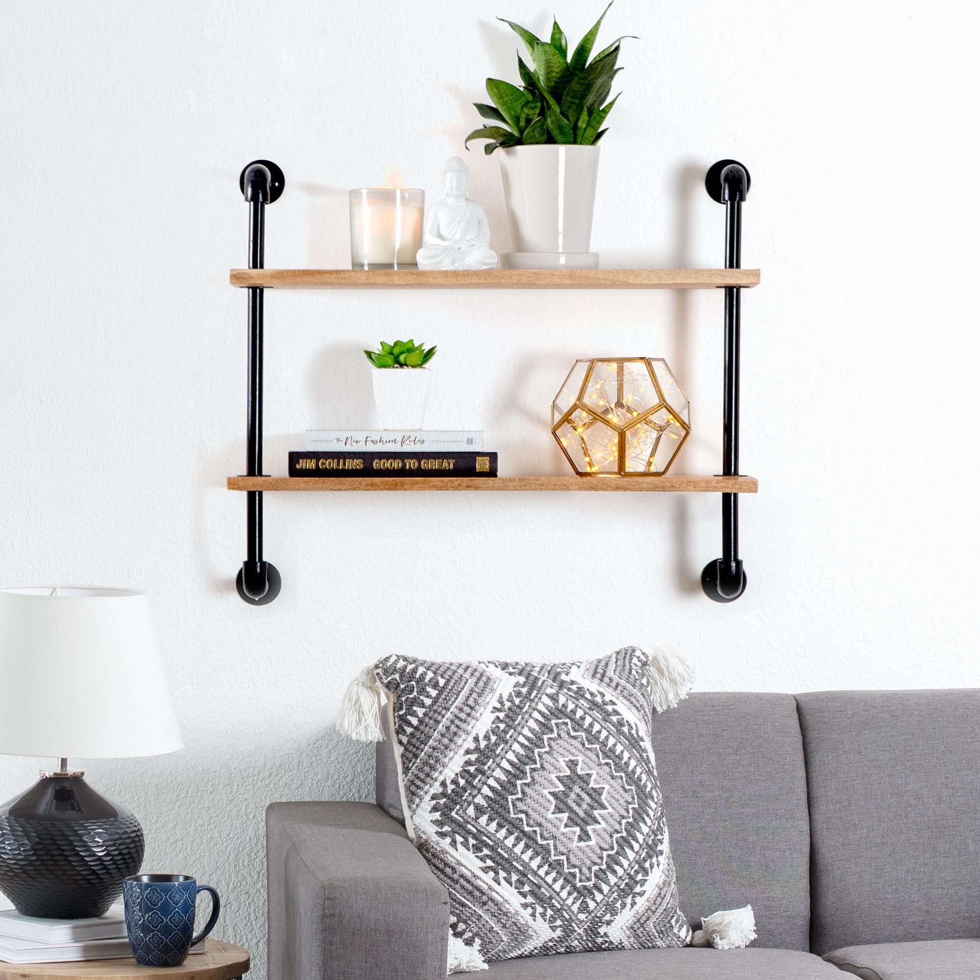 Terville Pipe Wall Shelf - 2 Tier