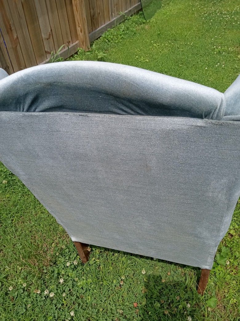 Blue Grey Velvet Chair