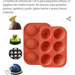 2 Pcs 1 Inch Small Sphere Silicone Mold 6 Holes Half Circle Silicone Molds for Cake Dessert Jelly Pudding Handmade Soap Round Shape Thumbnail