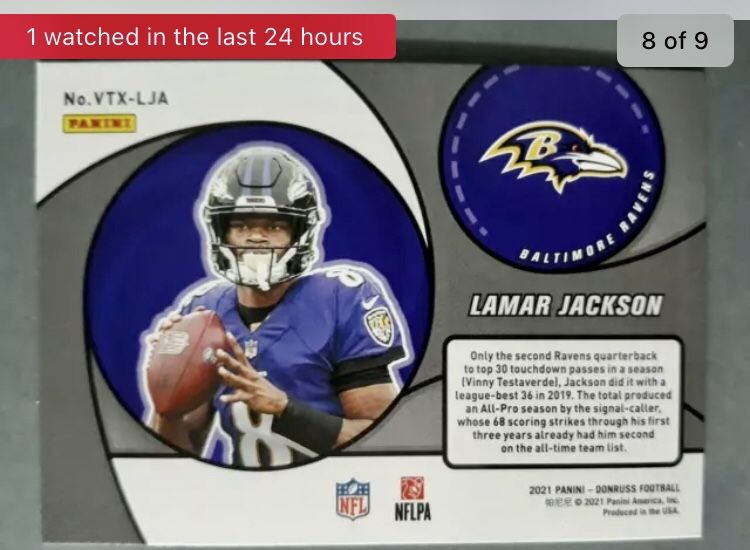 2021 Donruss Lamar Jackson Vortex Insert SP
