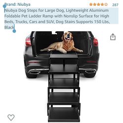Niubya Dog Steps for Large Dog, Lightweight Aluminum Foldable Pet Ladder Ramp with Nonslip Surface for High Beds, Trucks, Cars and SUV, Dog Stairs Sup Thumbnail