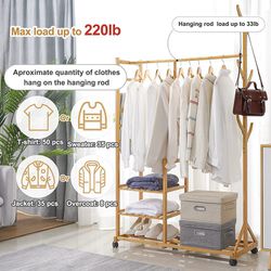 BRAND NEW IN BOX Clothing Rack Bamboo Garment Rack Thumbnail